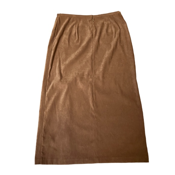 Brown Faux Suede Straight Skirt - Picture 2 of 10